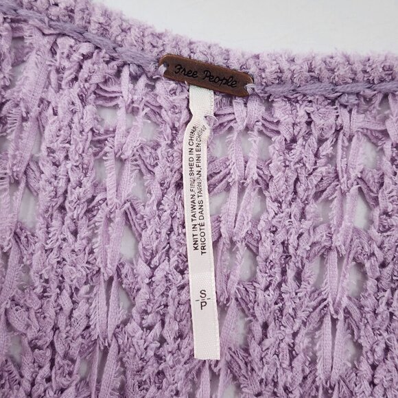 FREE PEOPLE Best Of You V-Neck Open Knit Sweater Lavender Purple - Picture 7 of 8
